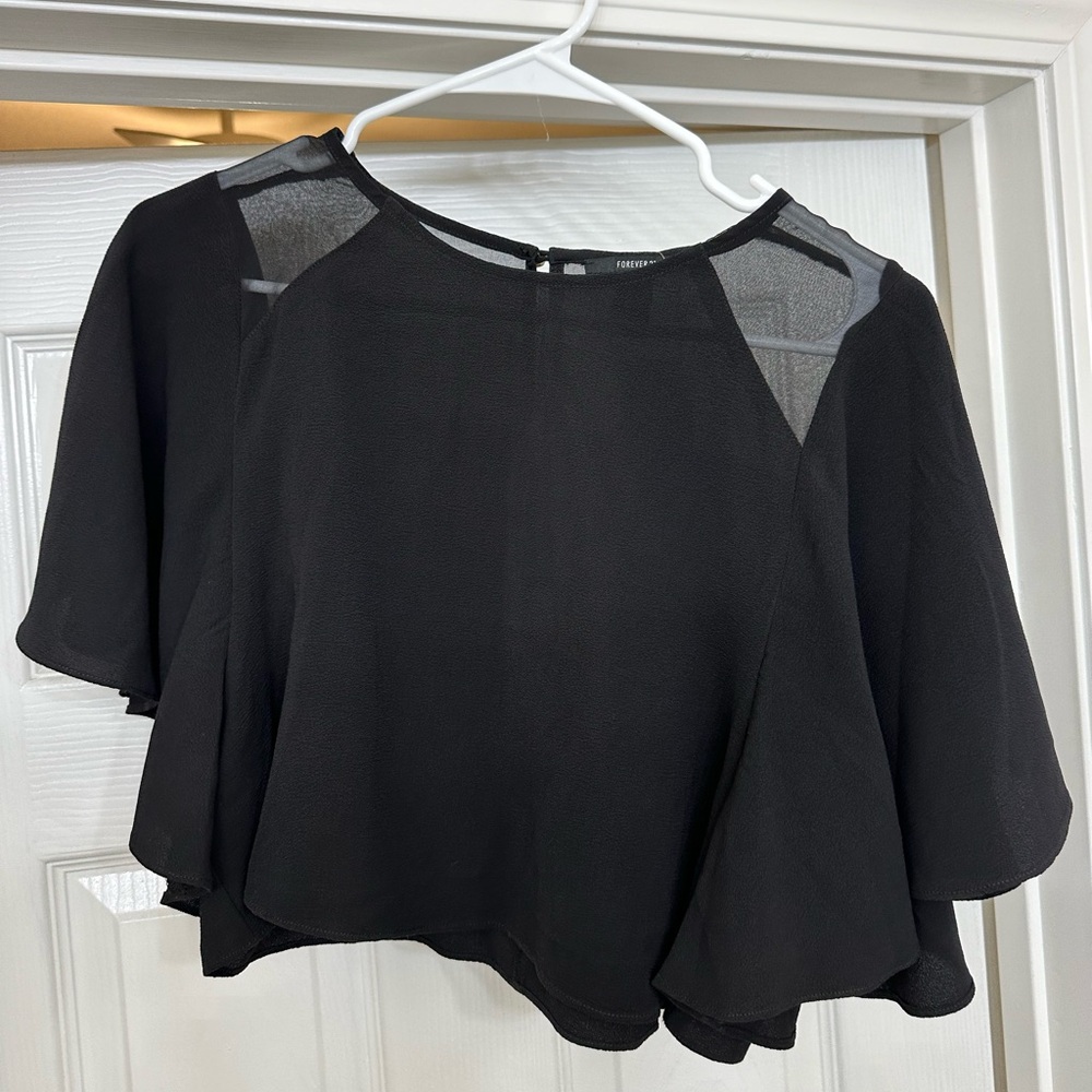 Black flowy crop top